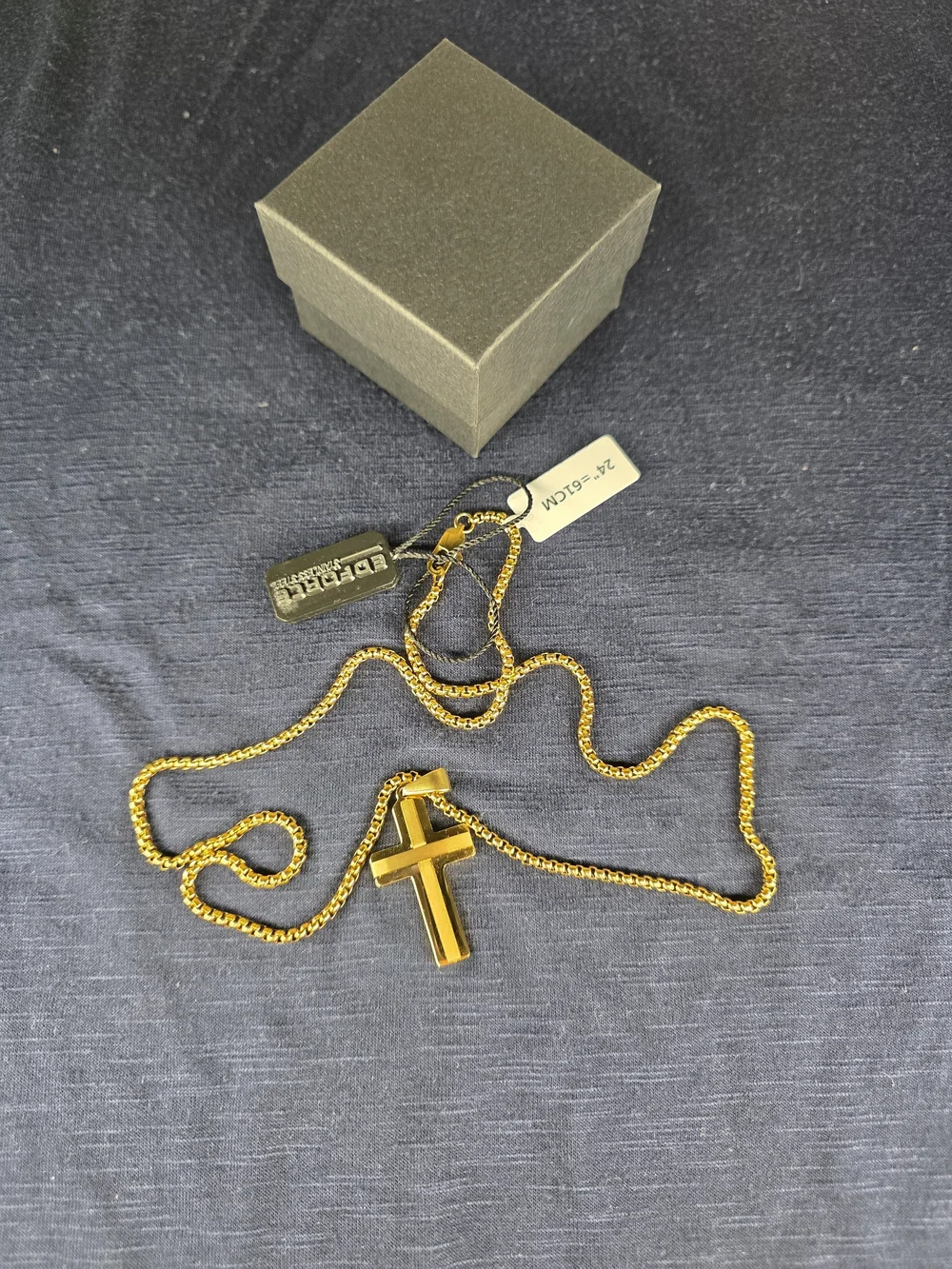Edforce Men’s Gold Stainless Steel Cross Pendant Necklace 24”